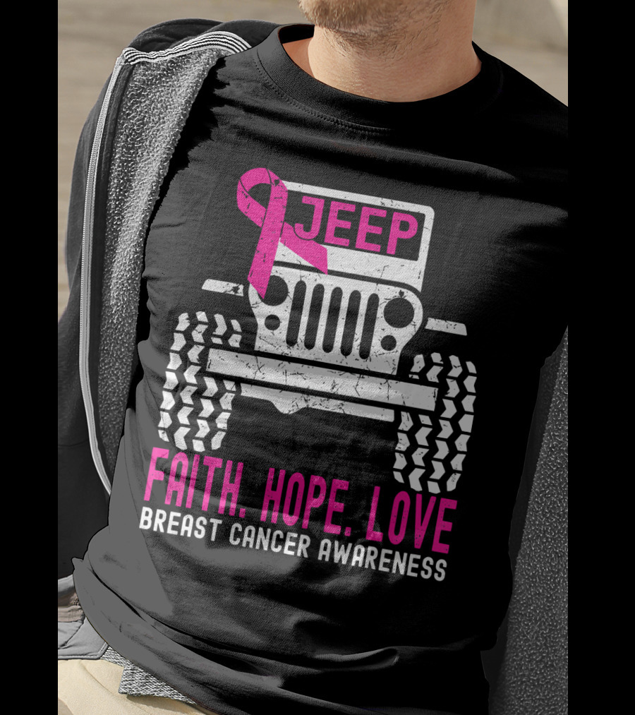 Jeep Faith Hope Love Breast Cancer Awareness T-Shirt