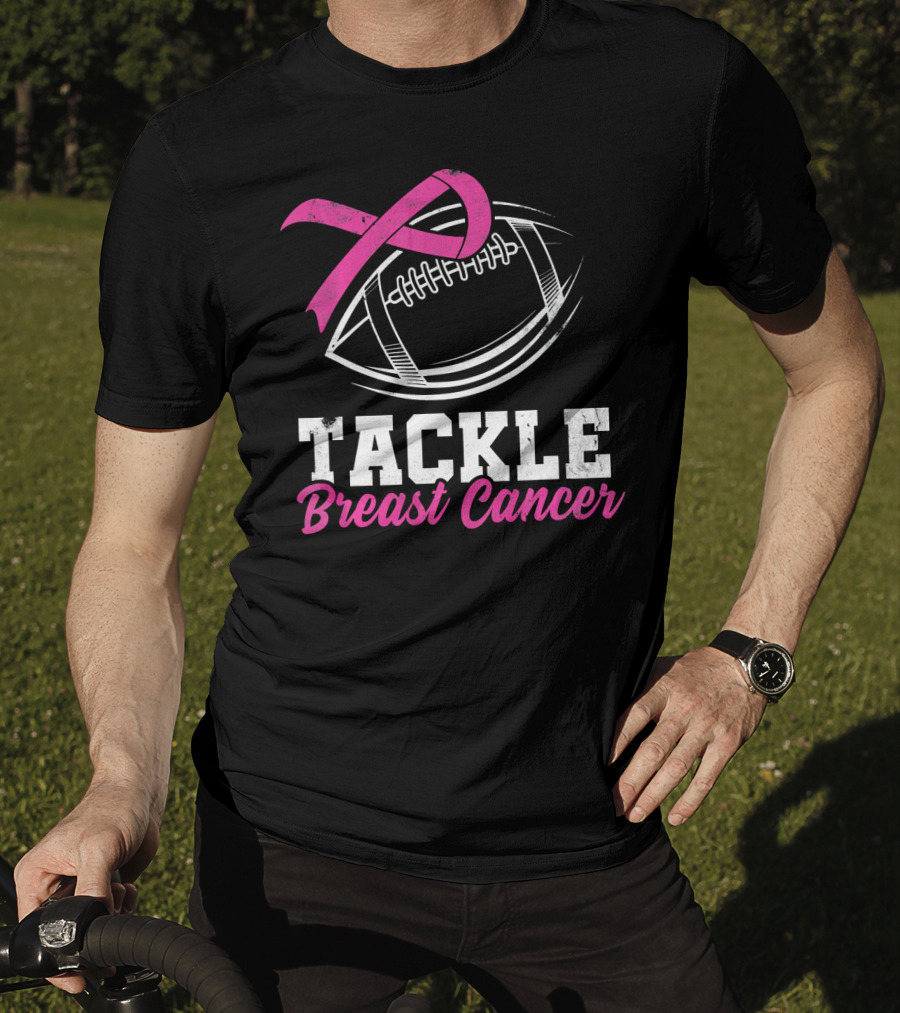 Tackle Breast Cancer Football Awareness Pink T-Shirt