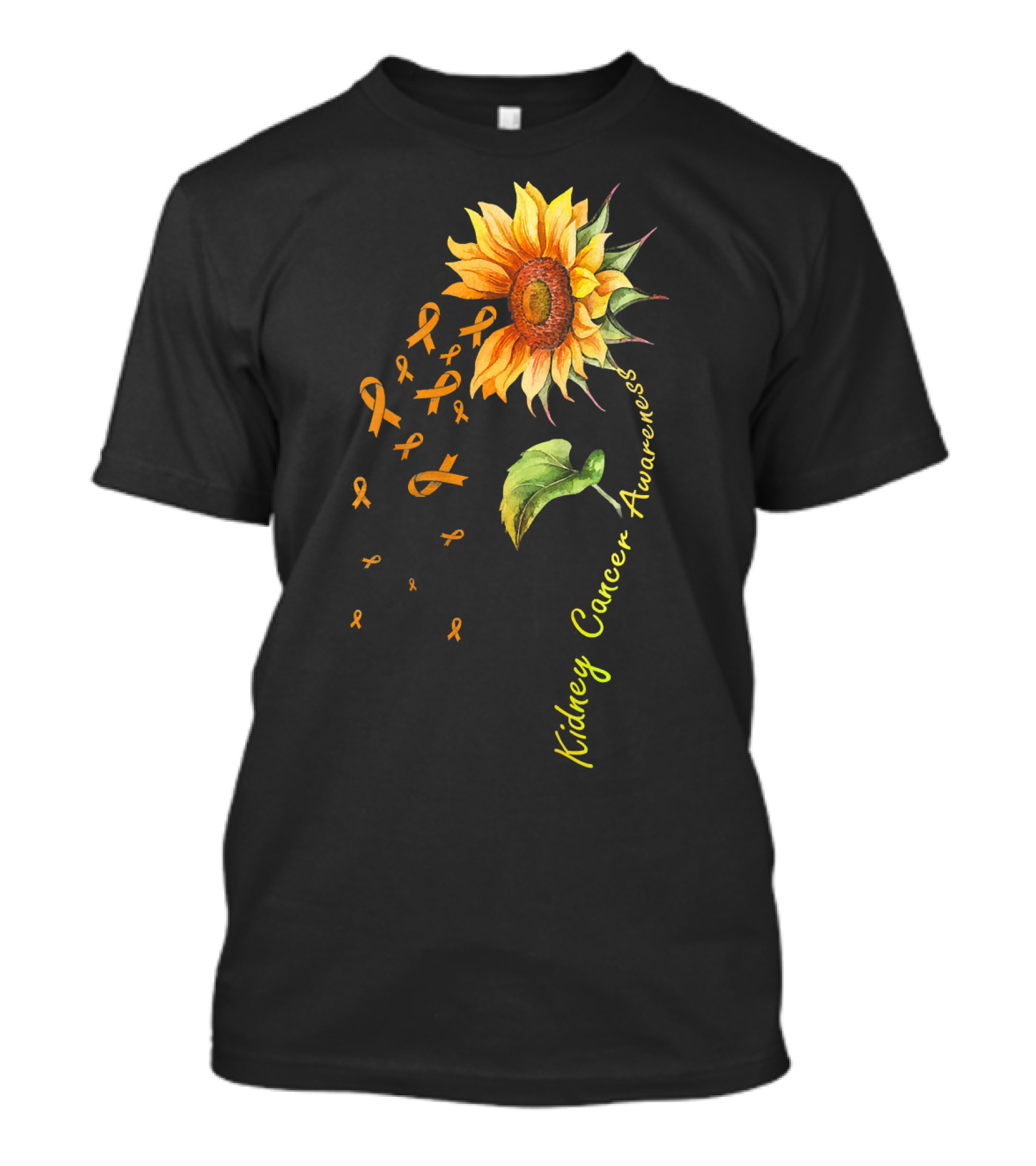 Kidney Cancer Awareness Sunflower With Yellow Ribbons T-Shirt