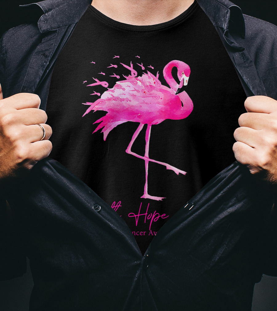 Faith Hope Love Flamingo Pink Breast Cancer Awareness T-Shirt