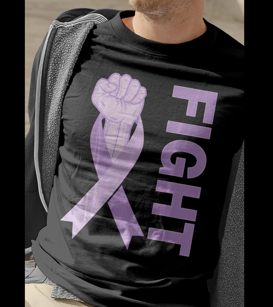 Fight Testicular Cancer Purple Ribbon Fist T-Shirt