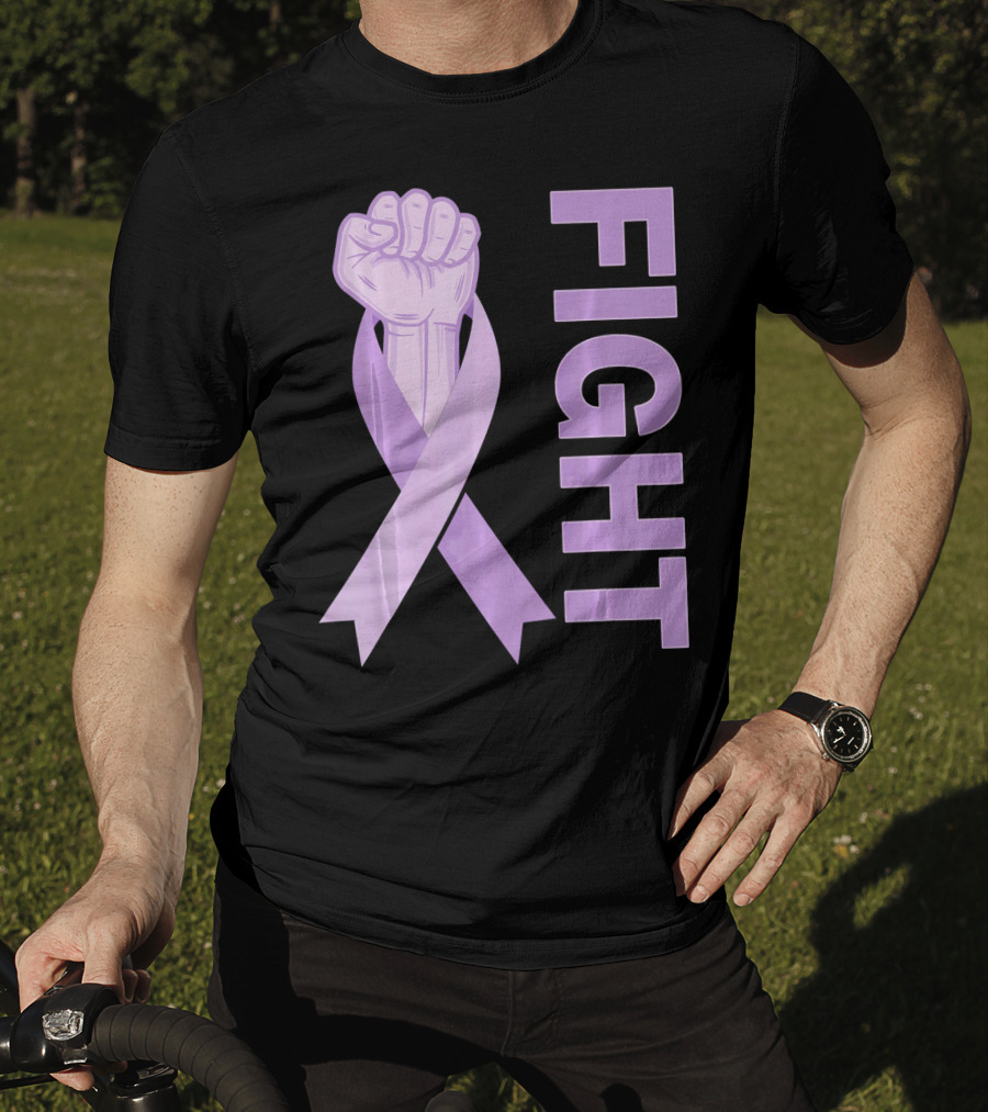 Fight Testicular Cancer Purple Ribbon Fist T-Shirt