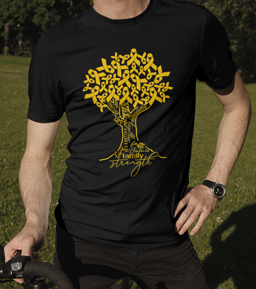 Appendix Cancer Awareness Amber Ribbon Hope Courage Strength Family Cure Love Fighter Survivor Determination Future T-Shirt