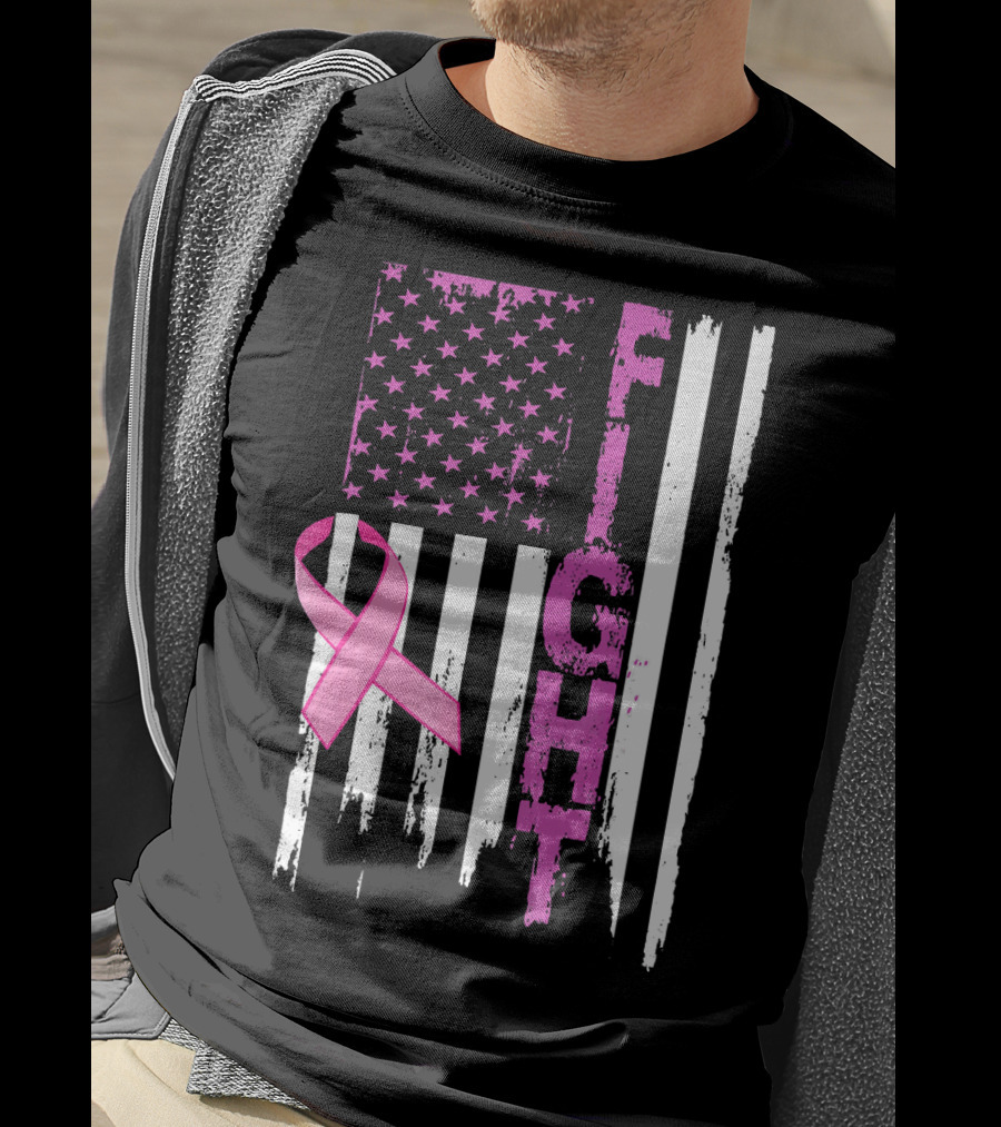 Fight Pink Ribbon Relay For Life Day Flag T-Shirt
