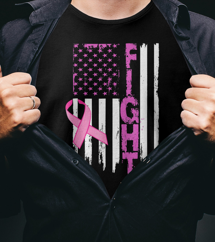 Fight Pink Ribbon Relay For Life Day Flag T-Shirt