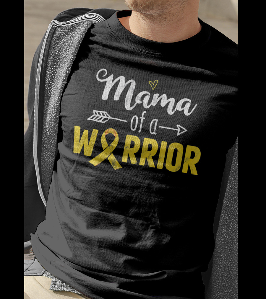 Mama Of A Warrior Childhood Cancer Awareness Yellow T-Shirt