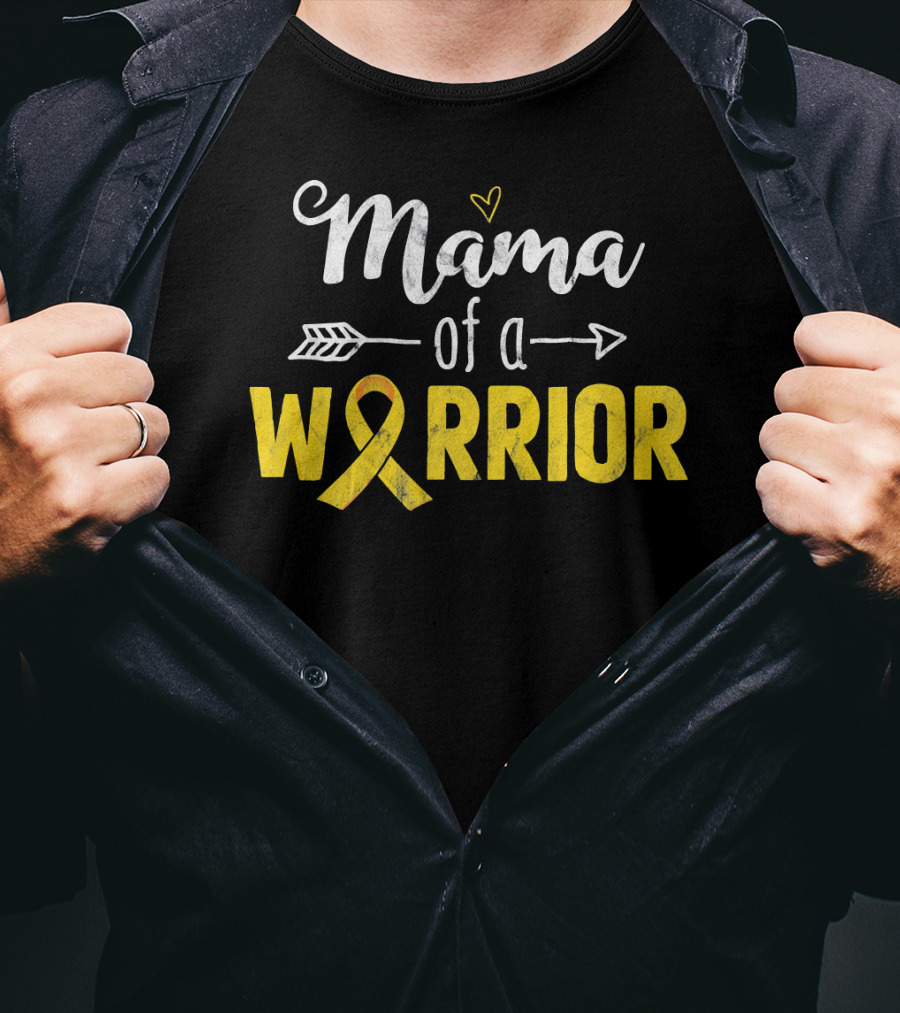Mama Of A Warrior Childhood Cancer Awareness Yellow T-Shirt