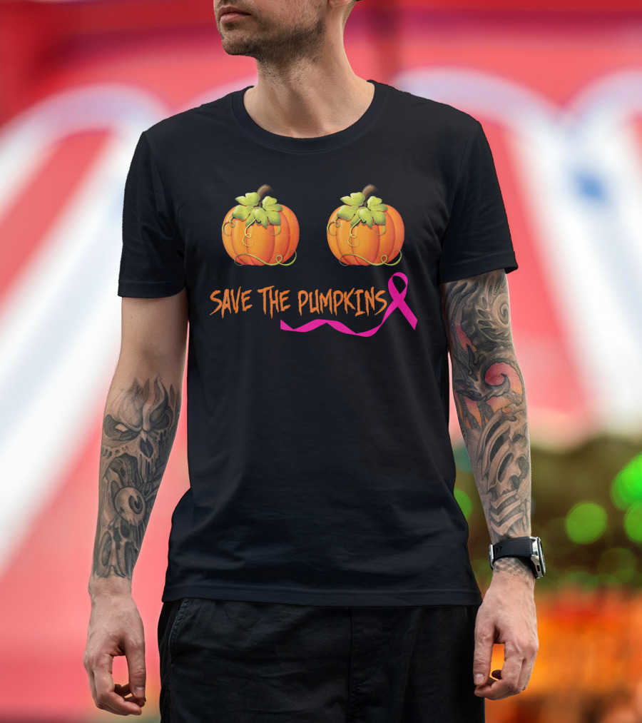 Save the Pumpkins Support Breast Cancer Awareness Pink T-Shirt