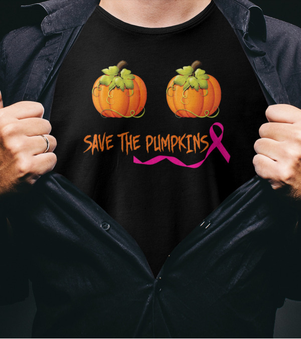 Save The Pumpkins Support Breast Cancer Awareness Pink T-Shirt