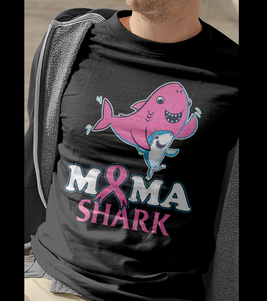 Mama Shark Breast Cancer Awareness Pink T-Shirt