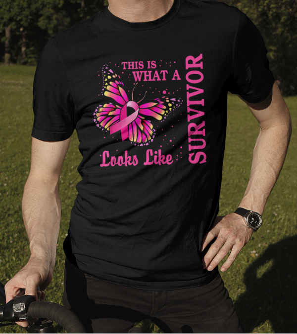 This Is What A Survivor Looks Like Brea Butterfly Pink T-Shirt