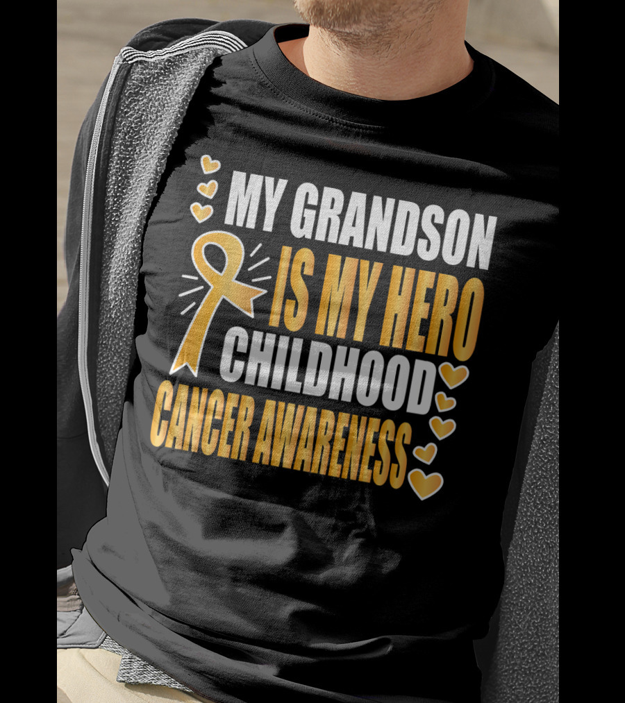 My Grandson Is My Hero Childhood Cancer Awareness T-Shirt