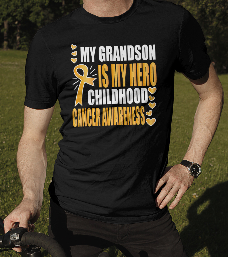 My Grandson Is My Hero Childhood Cancer Awareness T-Shirt