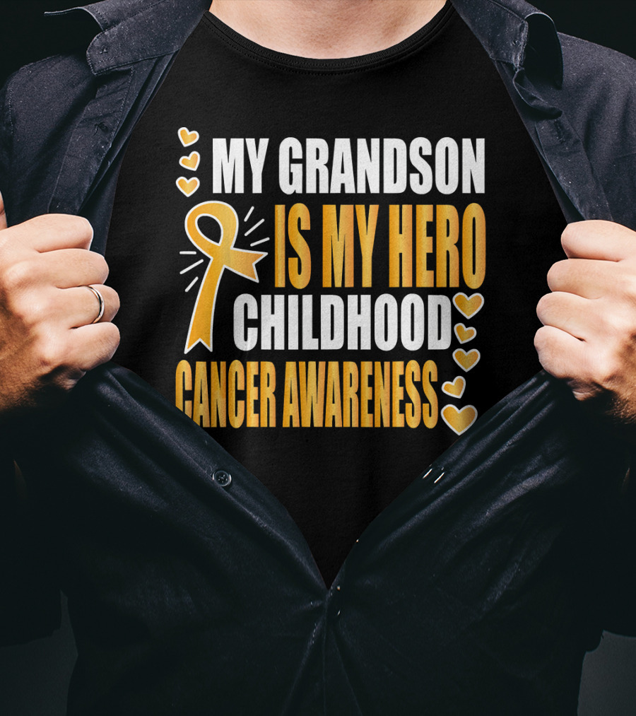 My Grandson Is My Hero Childhood Cancer Awareness T-Shirt