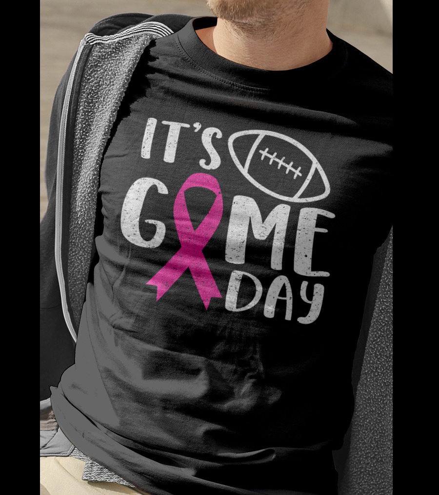 It's Game Day Breast Cancer Awareness Football Pink T-Shirt