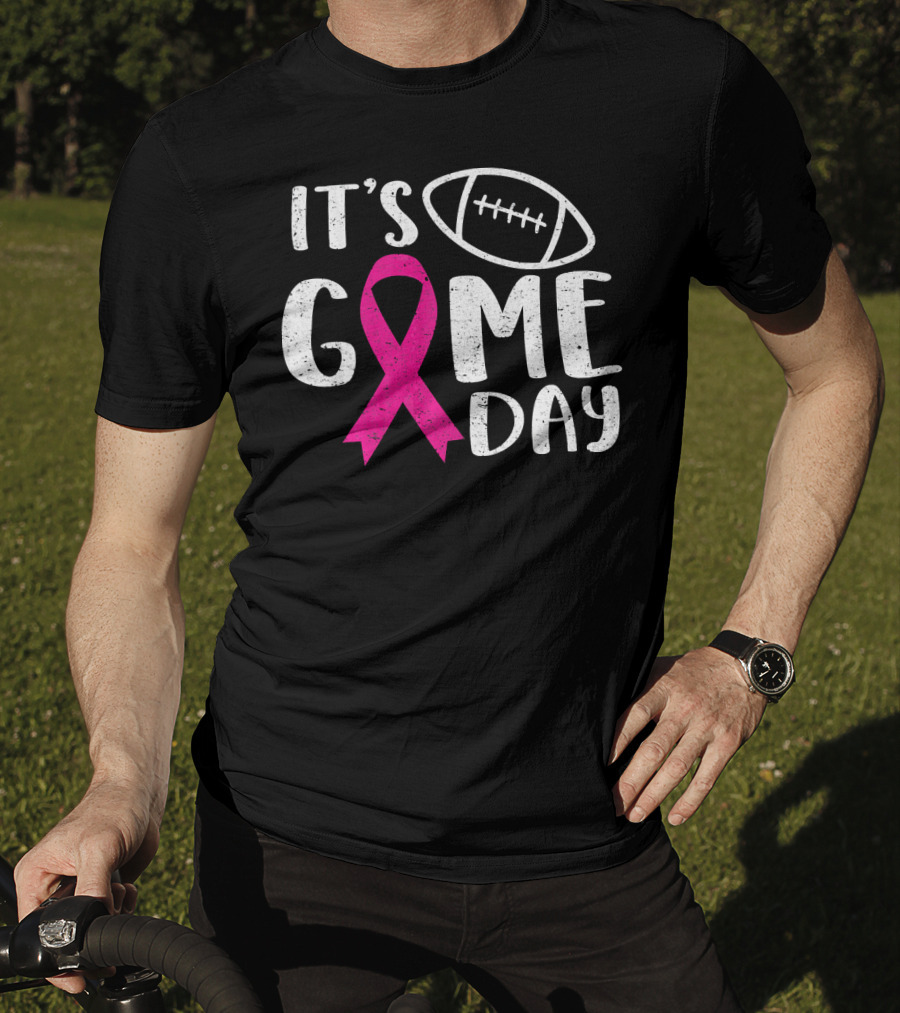 It's Game Day Breast Cancer Awareness Football Pink T-Shirt