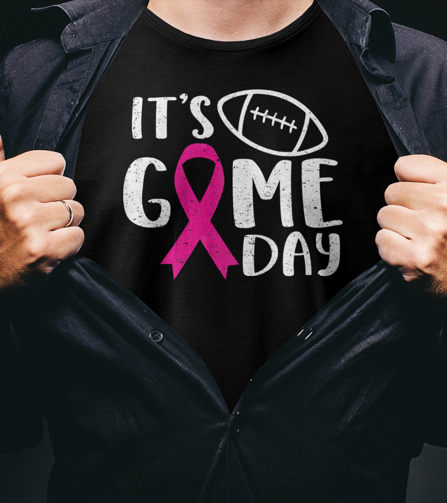 It's Game Day Breast Cancer Awareness Football Pink T-Shirt