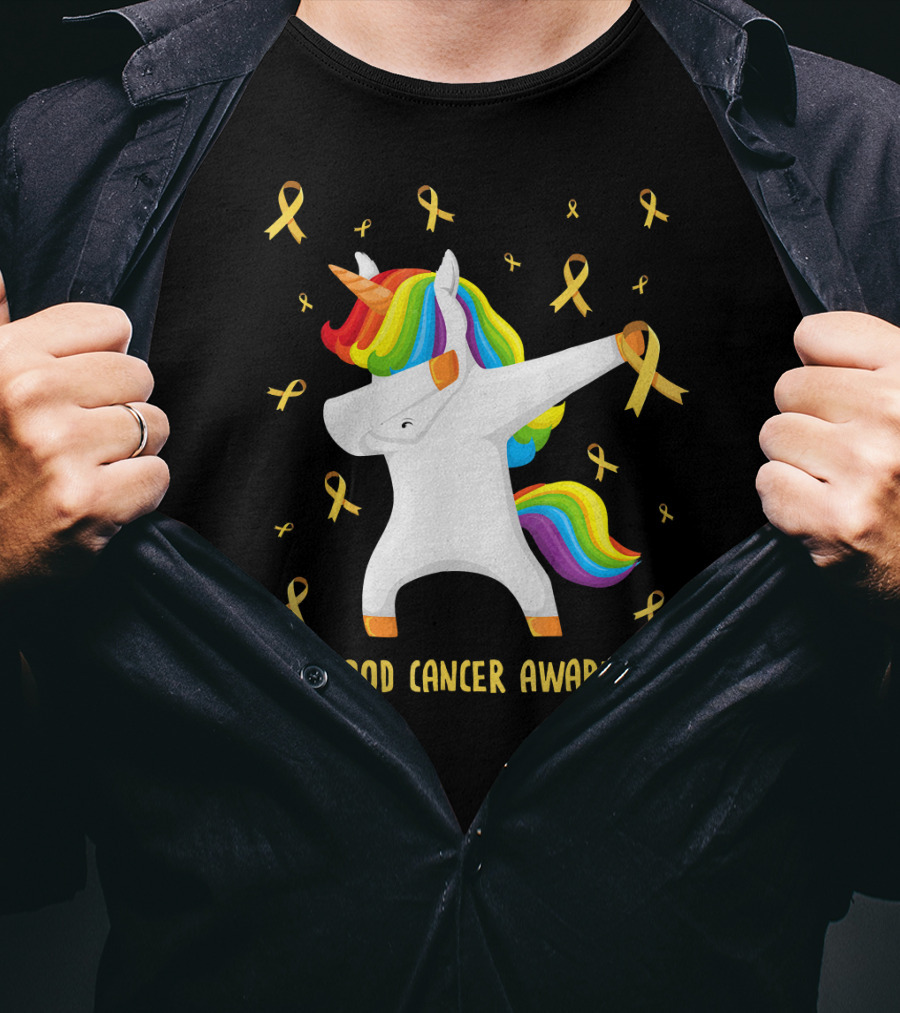 Childhood Cancer Awareness Unicorn Rainbow Ribbons T-Shirt