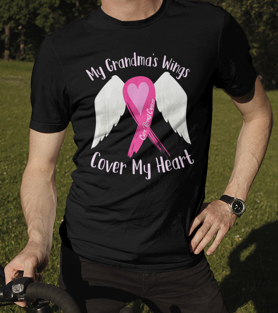 My Grandma's Wings Cure Breast Cancer Cover My Heart T-Shirt