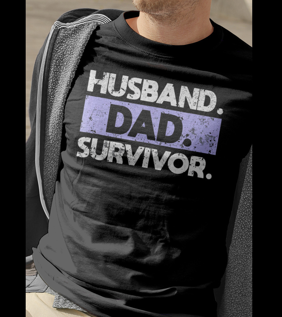 Husband Dad Survivor Cancer Awareness T-Shirt