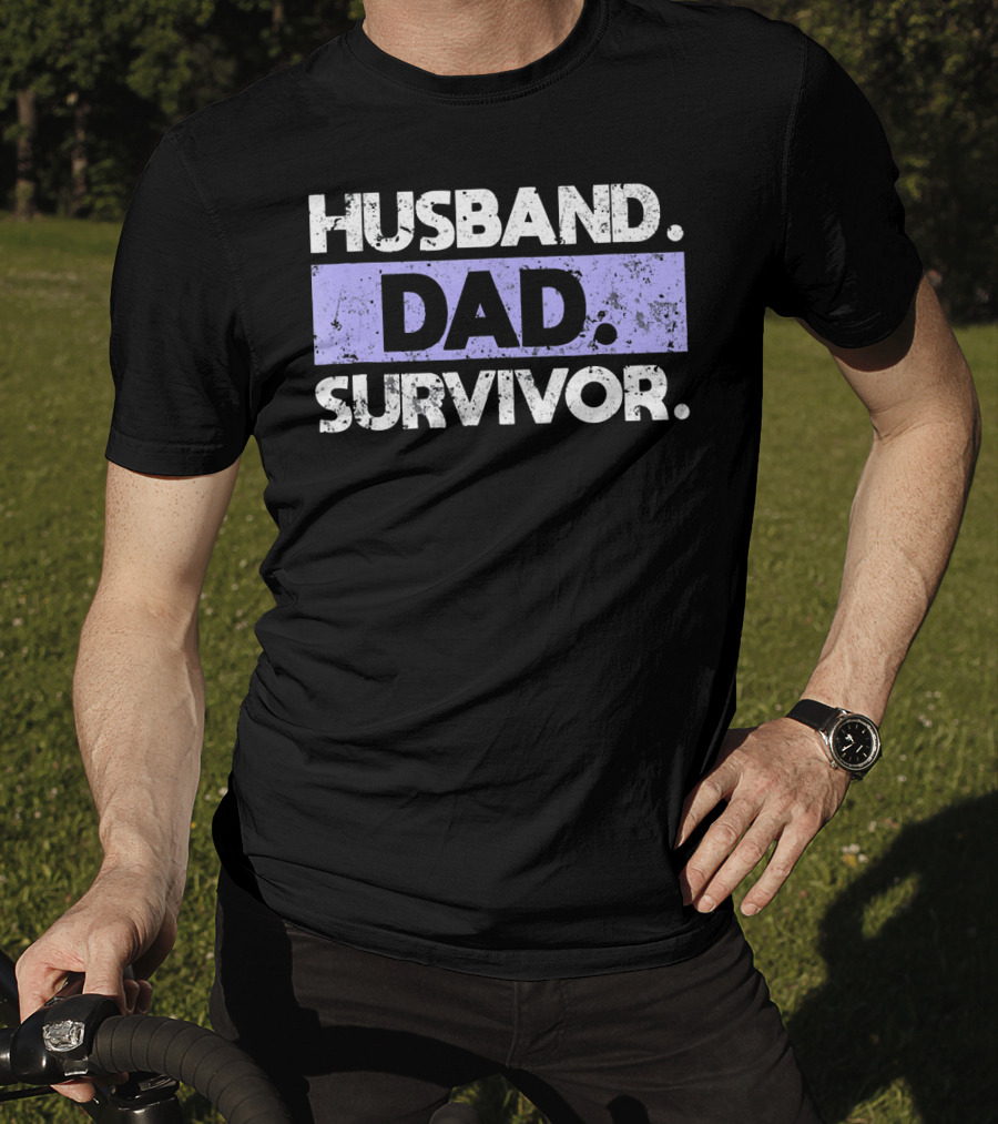 Husband Dad Survivor Cancer Awareness T-Shirt