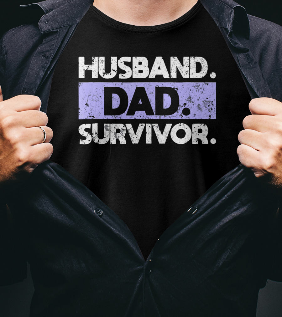 Husband Dad Survivor Cancer Awareness T-Shirt