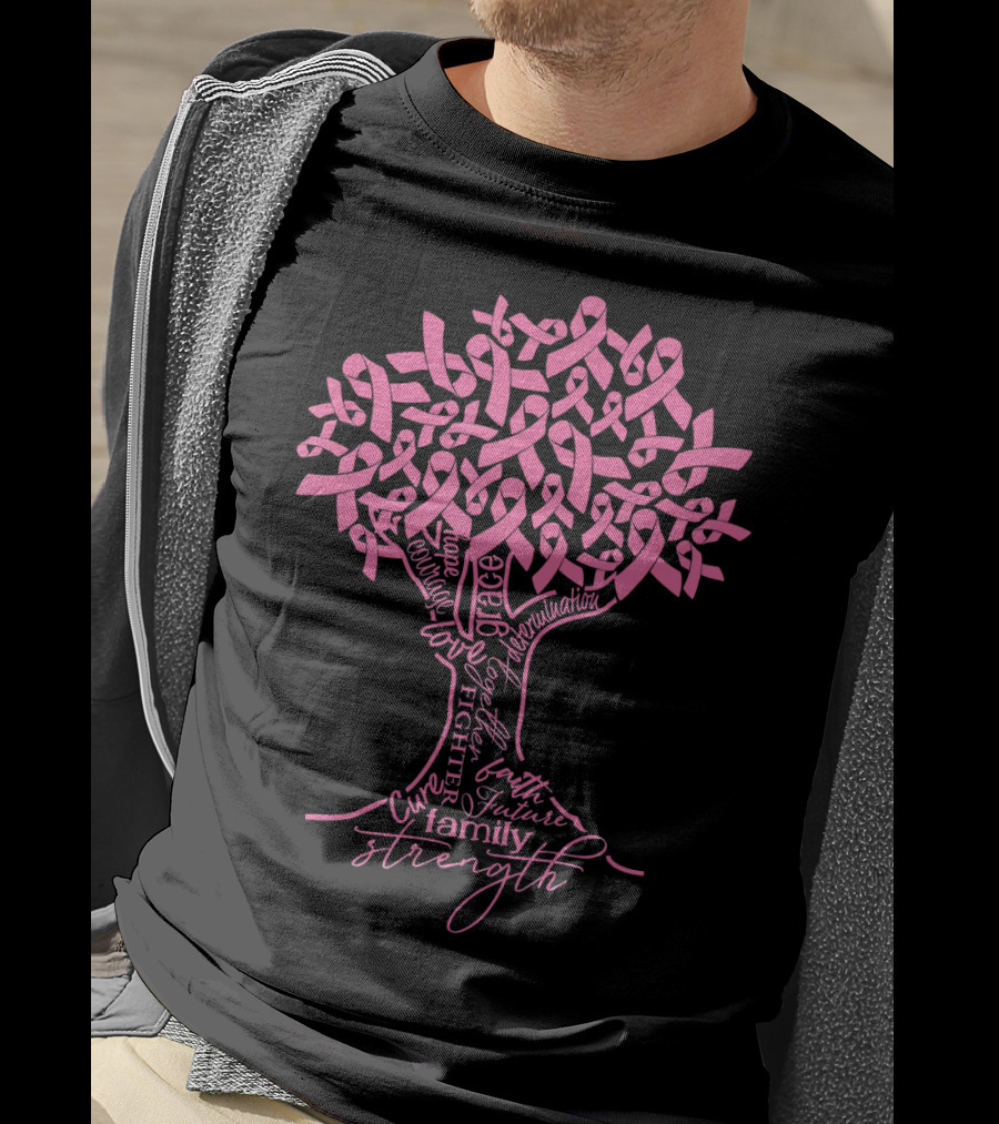 Breast Cancer Awareness Pink Ribbon Tree Strength Hope Family Fighter Cure T-Shirt