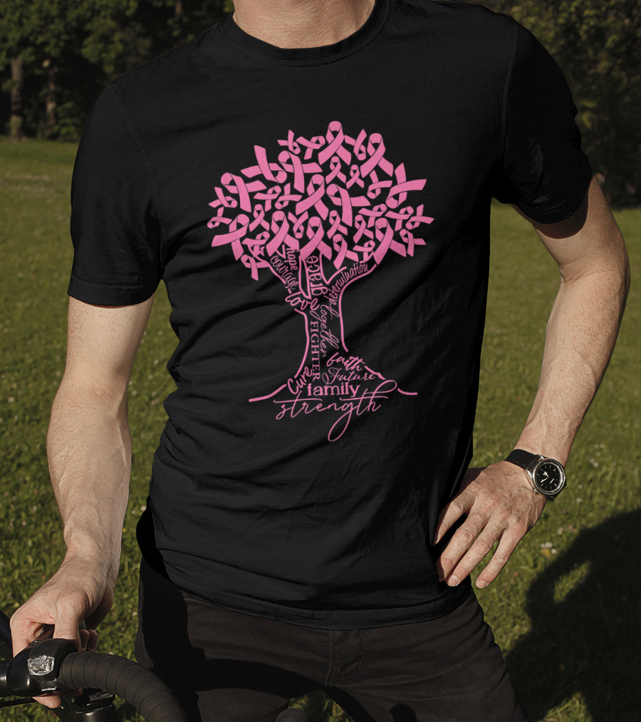 Breast Cancer Awareness Pink Ribbon Tree Strength Hope Family Fighter Cure T-Shirt