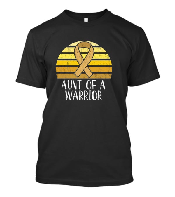 Aunt Of A Warrior Supporting Childhood Cancer Awareness Gold T-Shirt