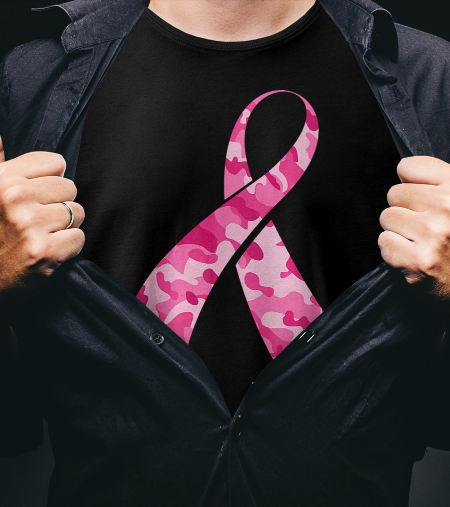 Pink Camouflage Ribbon Breast Cancer Awareness Month T-Shirt
