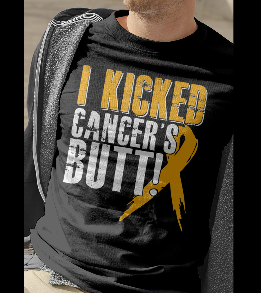 I Kicked Cancer's Butt Childhood Cancer Awareness Survivor T-Shirt