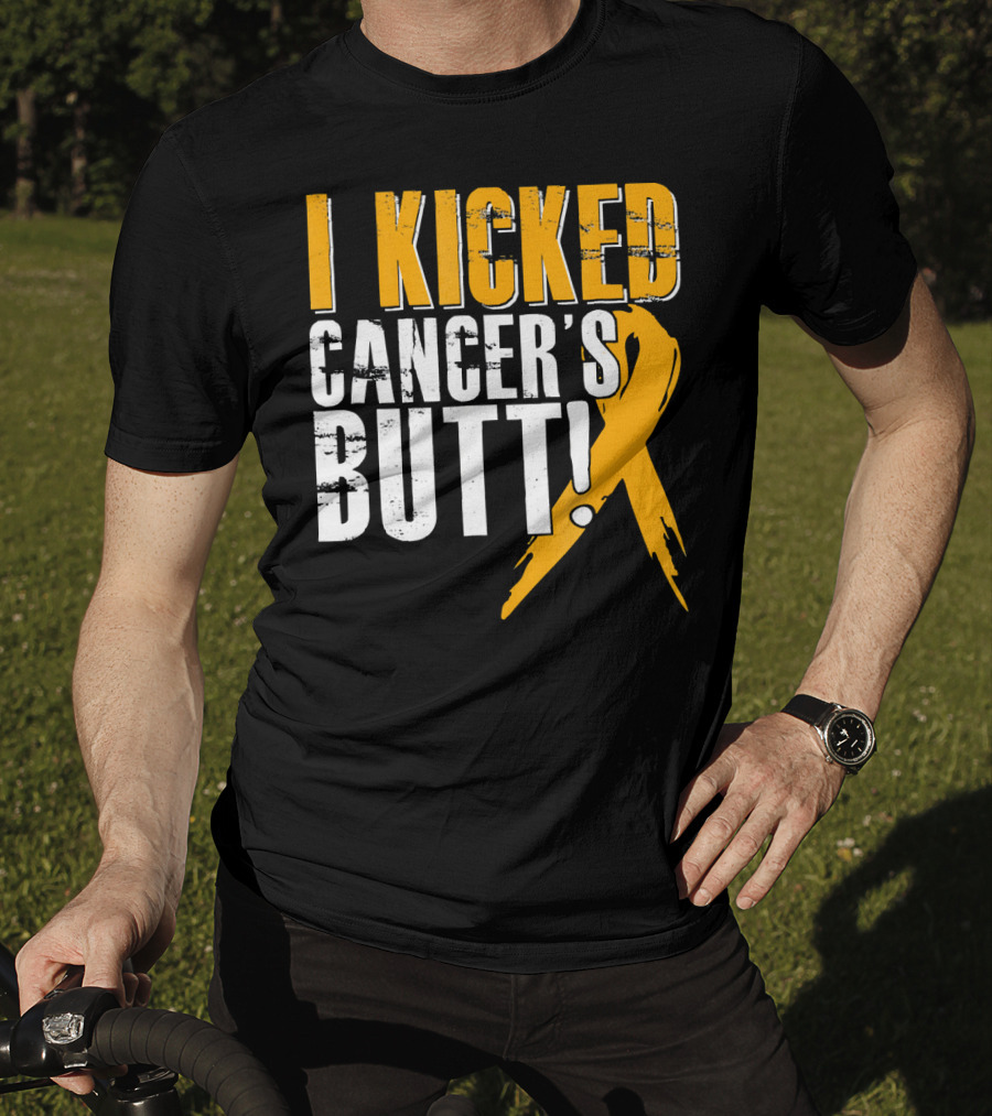 I Kicked Cancer's Butt Childhood Cancer Awareness Survivor T-Shirt