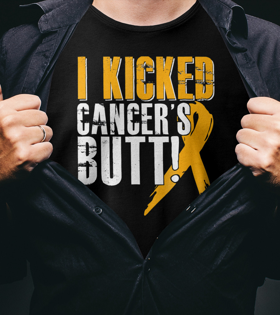 I Kicked Cancer's Butt Childhood Cancer Awareness Survivor T-Shirt