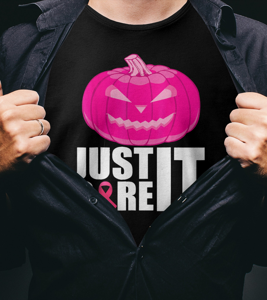 Just Cure It Pink Pumpkin Breast Cancer Awareness T-Shirt