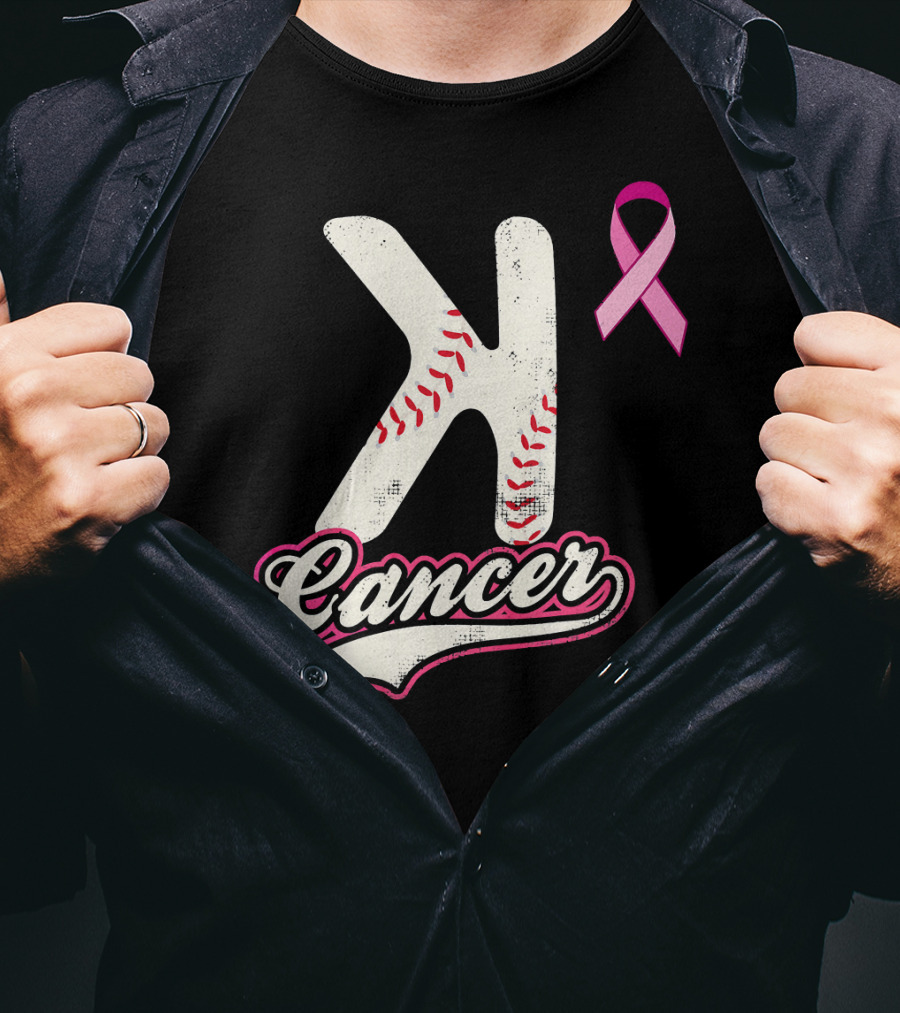 StriKe Out Cancer Baseball Pink Ribbon Support T-Shirt