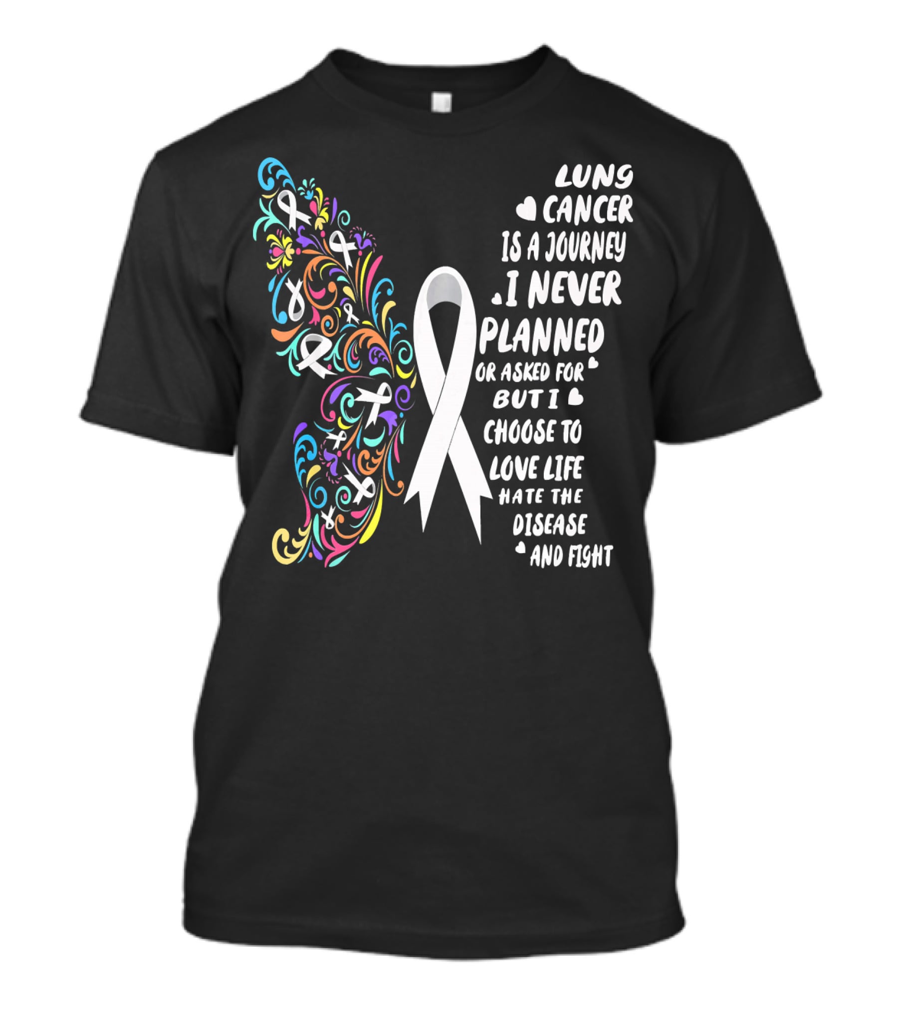 Lung Cancer Is A Journey I Never Planned Choose To Love Life Hate The Disease And Fight T-Shirt