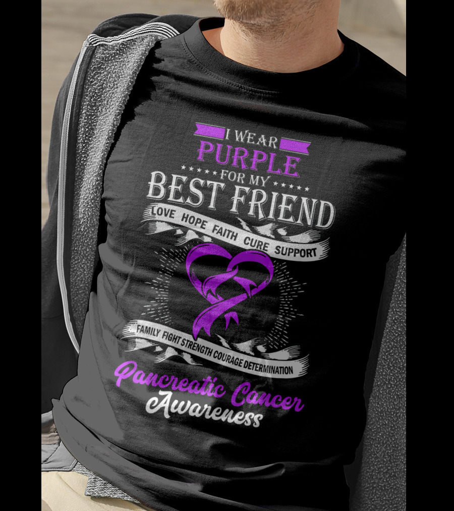 I Wear Purple For My Best Friend Pancreatic Cancer Awareness T-Shirt