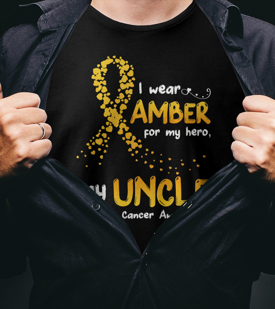 I Wear Amber For My Hero My Uncle Appendix Cancer Awareness T-Shirt