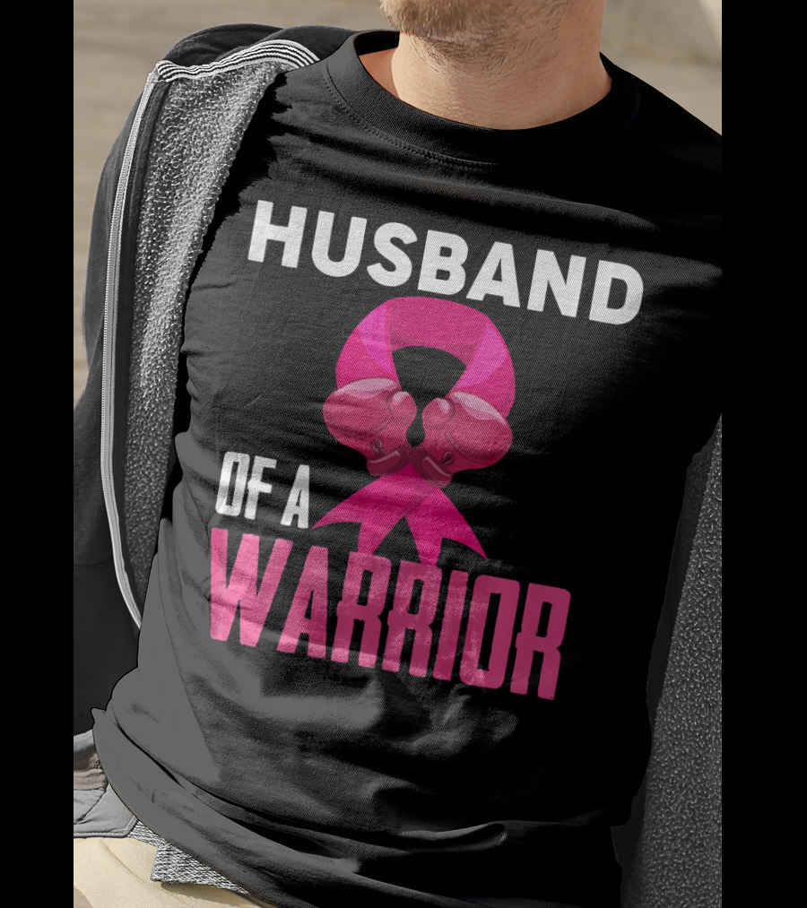 Husband Of A Warrior Breast Cancer Awareness Boxing Gloves T-Shirt