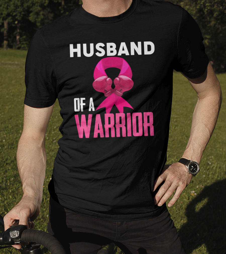 Husband Of A Warrior Breast Cancer Awareness Boxing Gloves T-Shirt