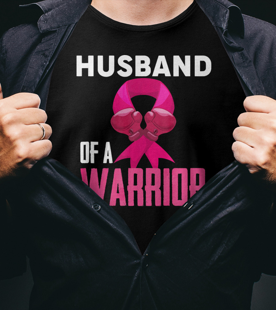Husband Of A Warrior Breast Cancer Awareness Boxing Gloves T-Shirt
