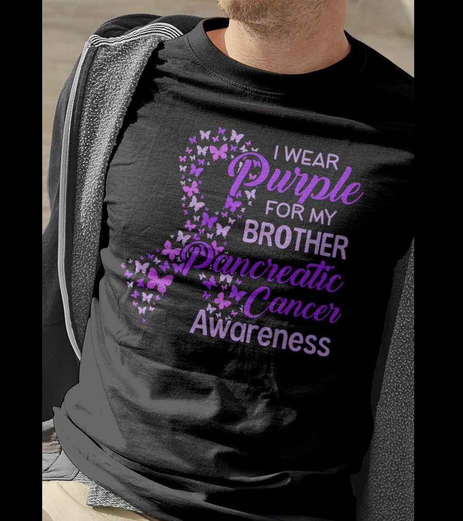 I Wear Purple For My Brother Pancreatic Cancer Awareness T-Shirt