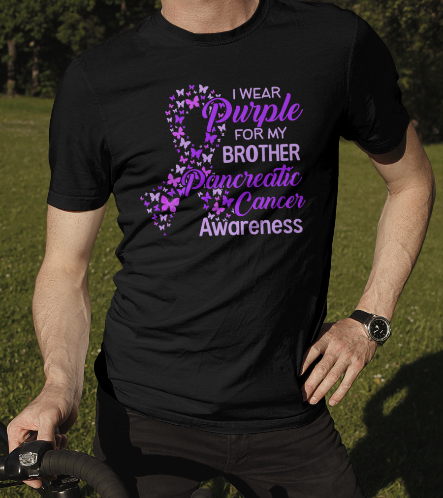 I Wear Purple For My Brother Pancreatic Cancer Awareness T-Shirt
