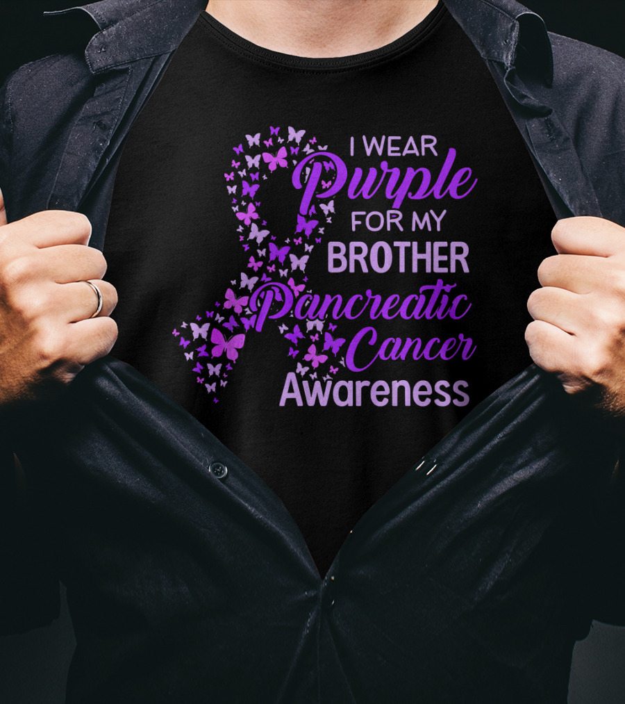 I Wear Purple For My Brother Pancreatic Cancer Awareness T-Shirt