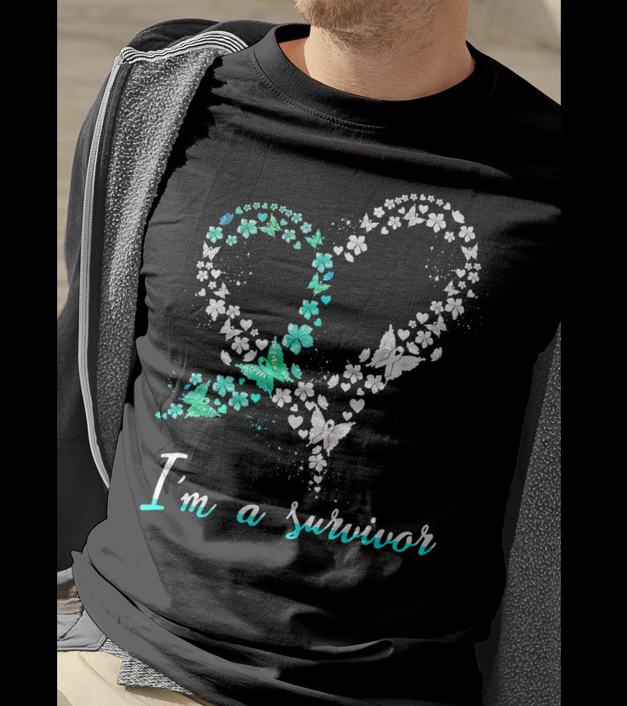 I'm A Survivor Heart Butterfly Floral Cervical Cancer Awareness T-Shirt