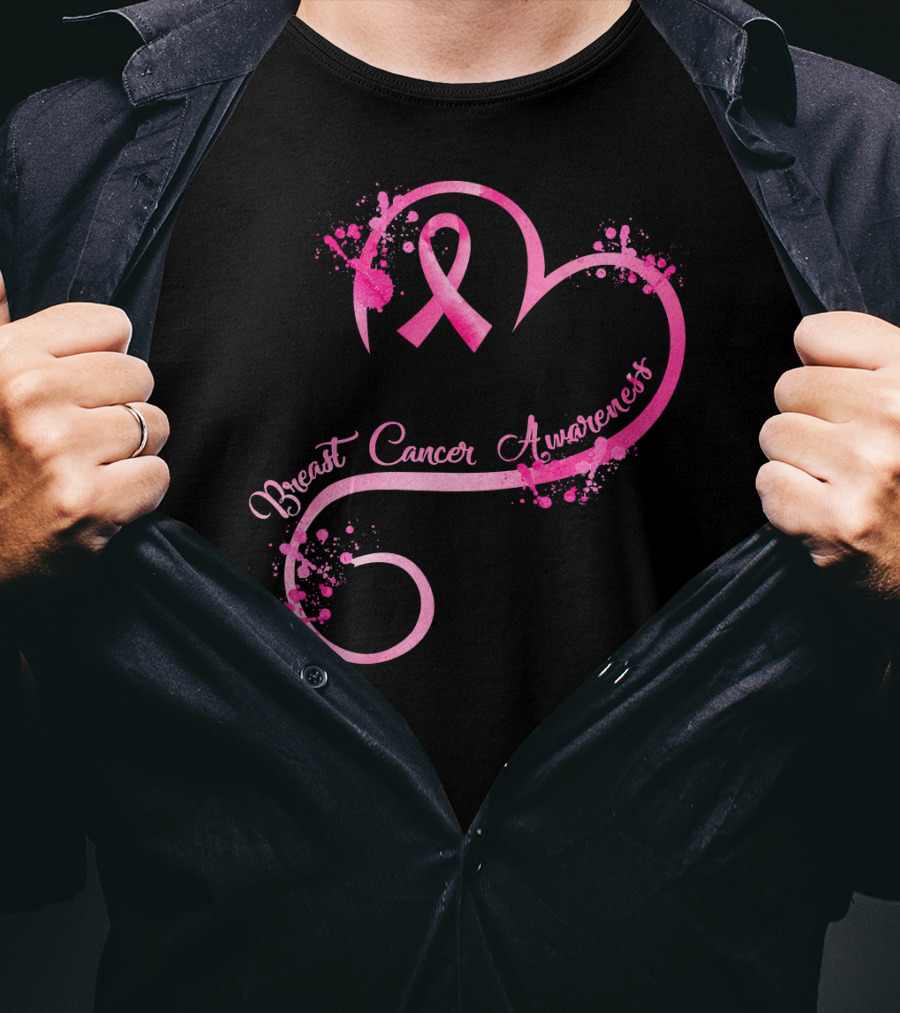Heart Pink Ribbon Breast Cancer Awareness T-Shirt
