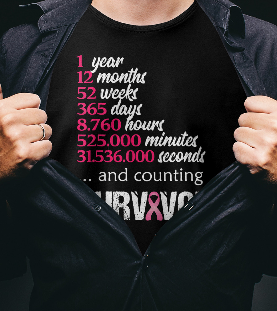 1 Year Survivor Breast Cancer And Counting Pink T-Shirt