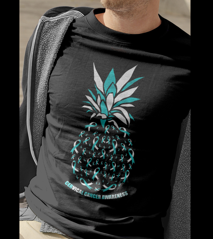 Cervical Cancer Awareness Pineapple With Ribbons T-Shirt