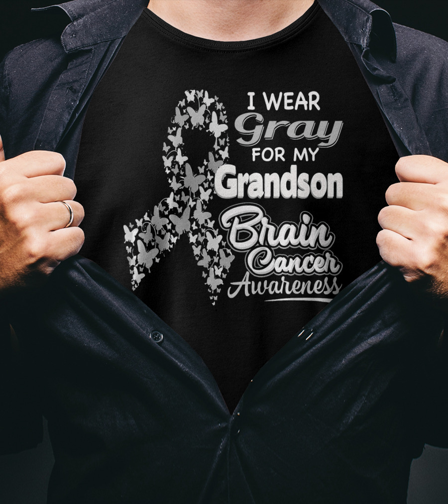 I Wear Gray For My Grandson Brain Cancer Awareness T-Shirt