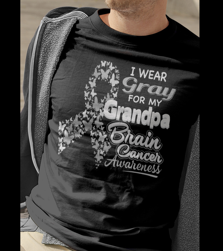 I Wear Gray For My Grandpa Brain Cancer Awareness T-Shirt